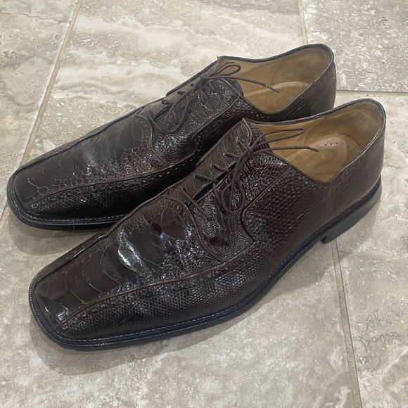 Belvedere Rino Blue Ostrich Leather Dress Shoe main image 1